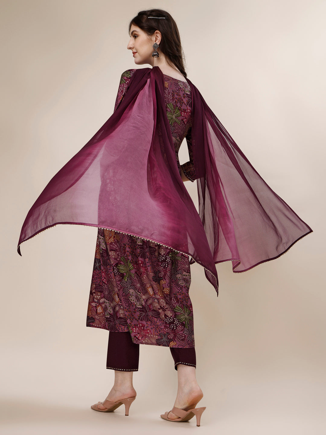 Alia Cut Kurta With Pant And Dupatta, Multicolor - Hiral Fashion