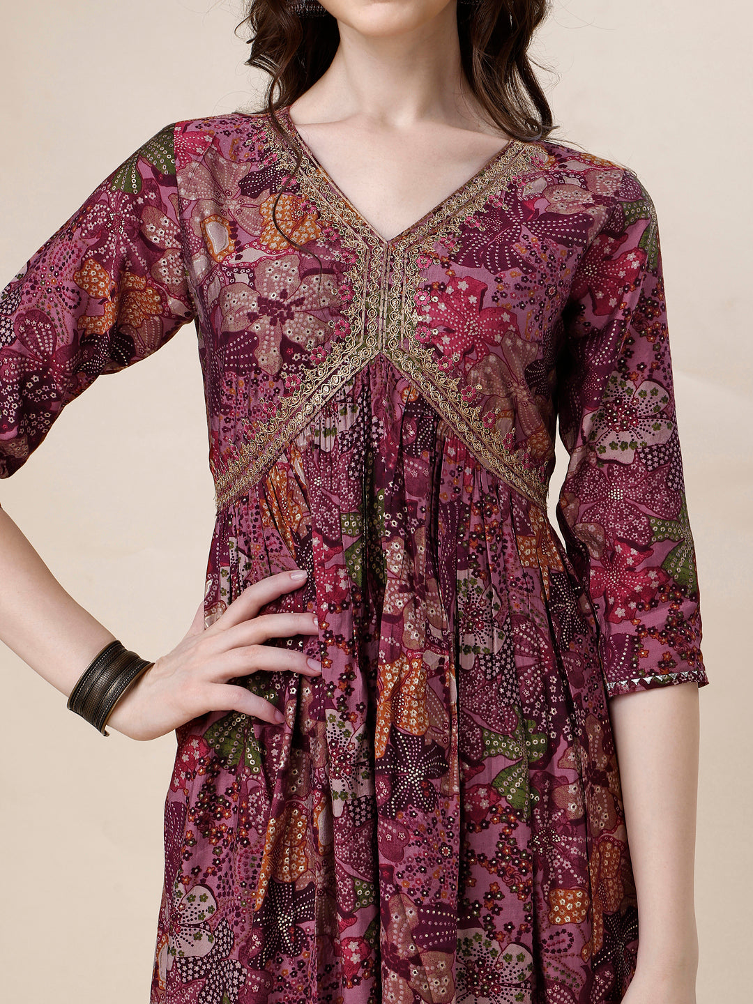 Alia Cut Kurta With Pant And Dupatta, Multicolor - Hiral Fashion