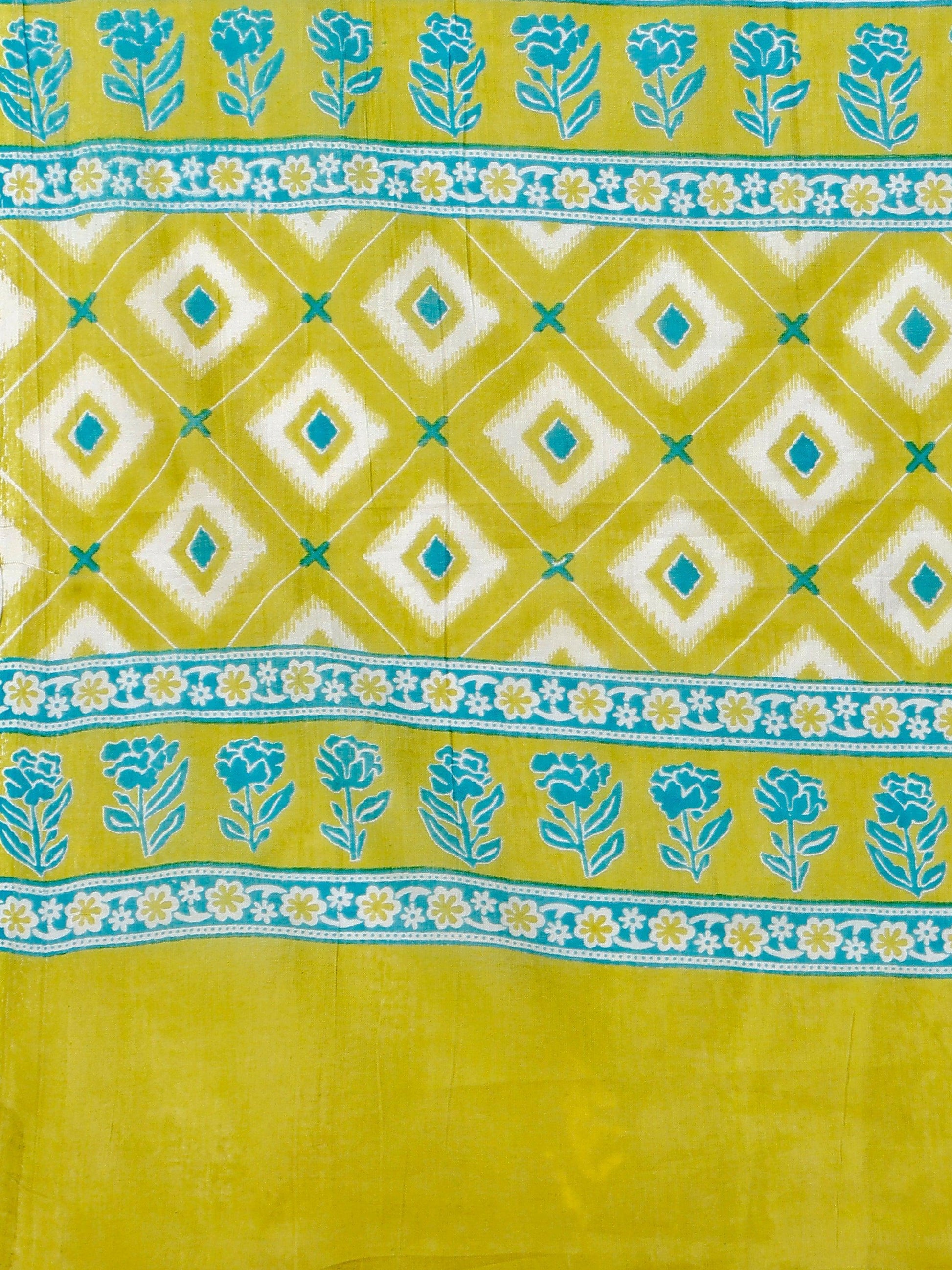 Block Printed Cotton Kurta With Pant And Dupatta Set, Multicolor - Hiral Fashion