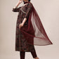 Alia Cut Printed & Embroidered Kurta With Pant & Dupatta Set, Multicolor - Hiral Fashion
