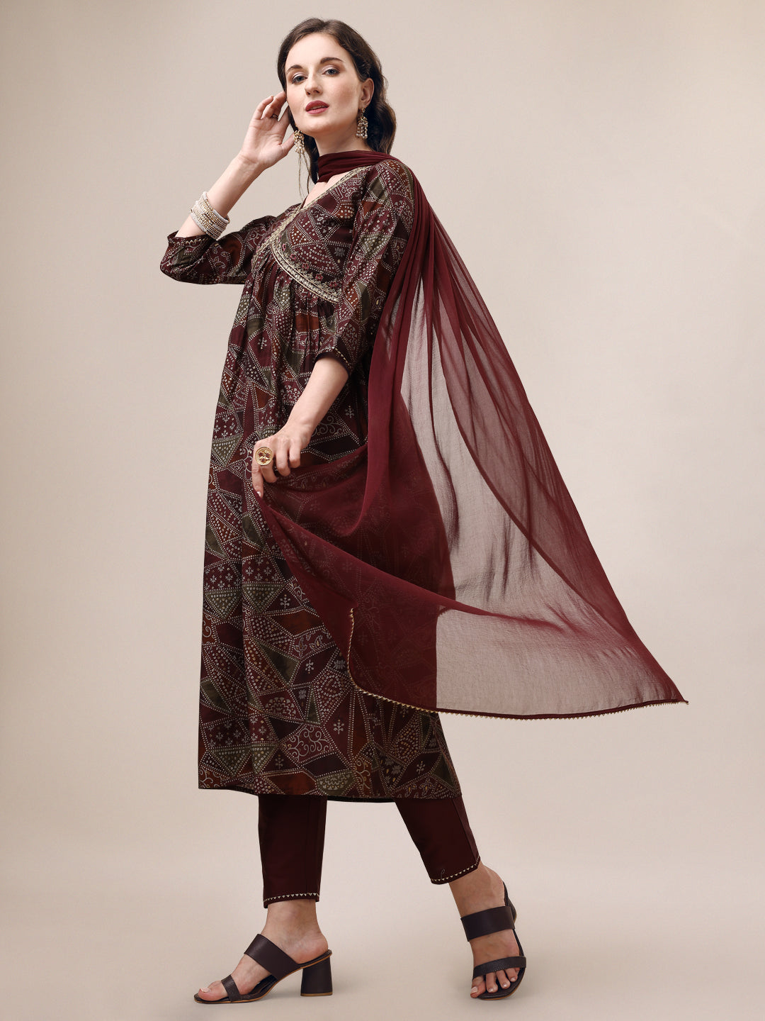 Alia Cut Printed & Embroidered Kurta With Pant & Dupatta Set, Multicolor - Hiral Fashion
