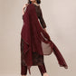 Alia Cut Printed & Embroidered Kurta With Pant & Dupatta Set, Multicolor - Hiral Fashion