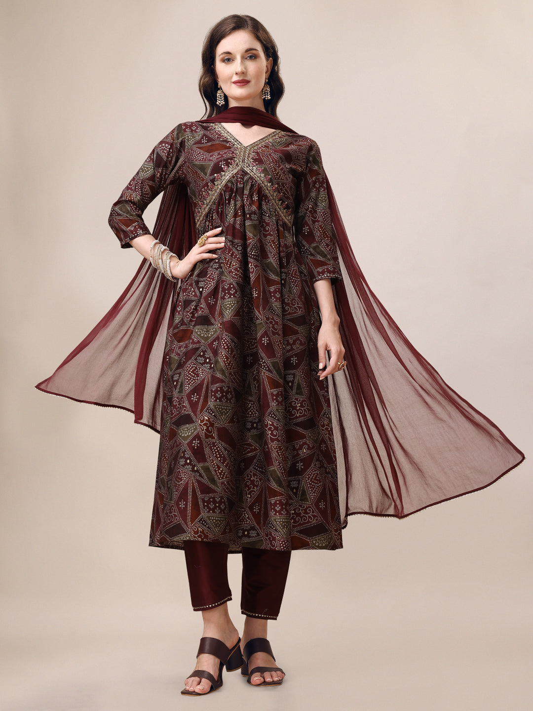Alia Cut Printed & Embroidered Kurta With Pant & Dupatta Set, Multicolor - Hiral Fashion