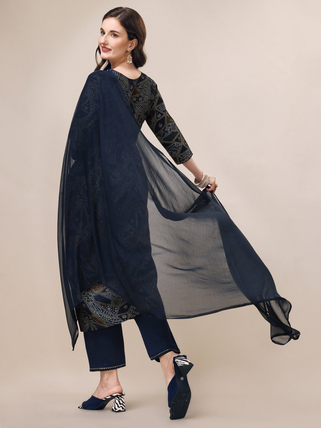 Alia Cut Printed & Embroidered Kurta With Pant & Dupatta Set, Multicolor - Hiral Fashion