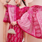 Angarakha Style Anarkali Printed Kurta With Pant And Dupatta Set, Multicolor - Hiral Fashion
