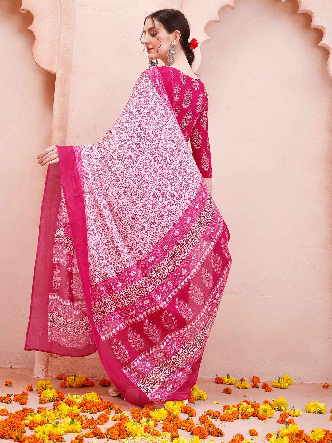 Angarakha Style Anarkali Printed Kurta With Pant And Dupatta Set, Multicolor - Hiral Fashion