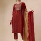 Bandhni Printed & Embroidered Kurta With Pant And Dupatta Set, Multicolor - Hiral Fashion