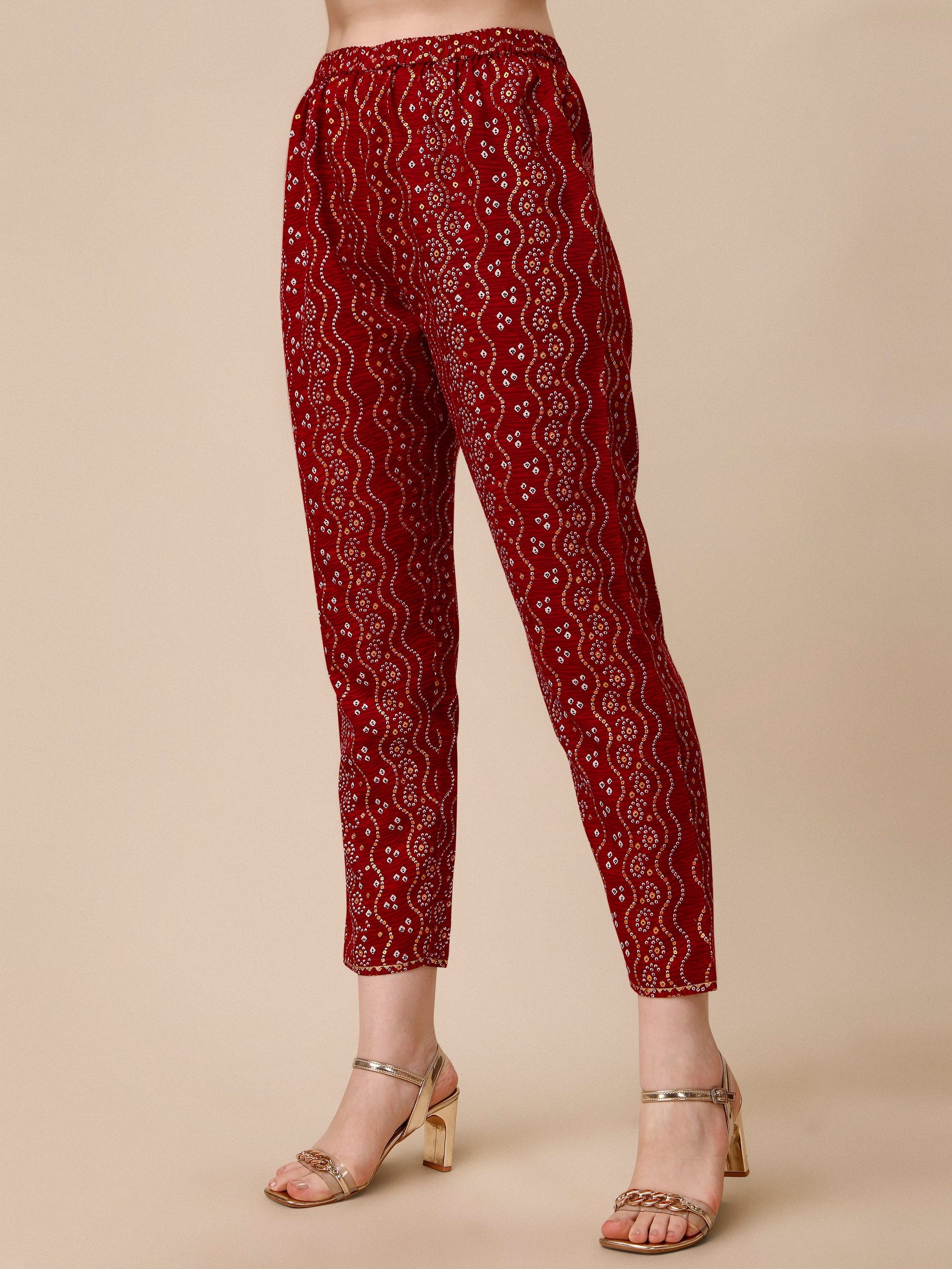 Bandhni Printed & Embroidered Kurta With Pant And Dupatta Set, Multicolor - Hiral Fashion