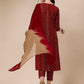 Bandhni Printed & Embroidered Kurta With Pant And Dupatta Set, Multicolor - Hiral Fashion