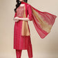 Bandhani Printed & Embroidered Kurta With Pant & Dupatta Set, Multicolor - Hiral Fashion