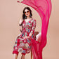 Alia Cut Floral Printed & Embroidered Rayon Kurta With Pant & Dupatta, Multicolor - Hiral Fashion