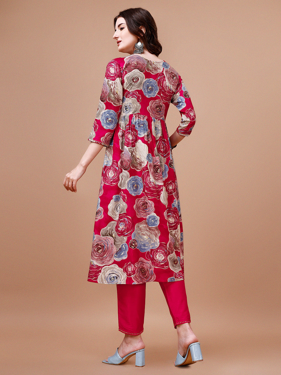Alia Cut Floral Printed & Embroidered Rayon Kurta With Pant & Dupatta, Multicolor - Hiral Fashion