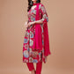 Alia Cut Floral Printed & Embroidered Rayon Kurta With Pant & Dupatta, Multicolor - Hiral Fashion
