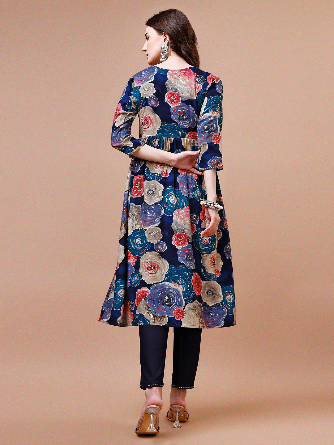 Alia Cut Floral Printed & Embroidered Rayon Kurta With Pant & Dupatta, Multicolor - Hiral Fashion