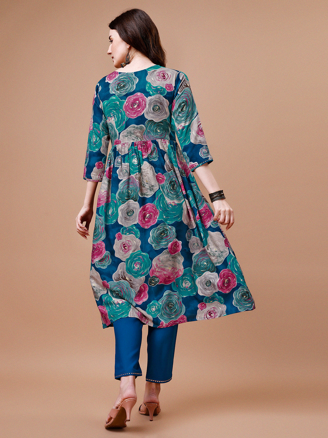 Alia Cut Floral Printed & Embroidered Rayon Kurta With Pant & Dupatta, Multicolor - Hiral Fashion