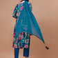 Alia Cut Floral Printed & Embroidered Rayon Kurta With Pant & Dupatta, Multicolor - Hiral Fashion