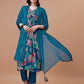 Alia Cut Floral Printed & Embroidered Rayon Kurta With Pant & Dupatta, Multicolor - Hiral Fashion