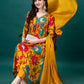 Alia Cut Hand Embroidered & Printed Pure Chinon Kurta With Pant & Dupatta, Multicolor - Hiral Fashion