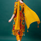 Alia Cut Hand Embroidered & Printed Pure Chinon Kurta With Pant & Dupatta, Multicolor - Hiral Fashion