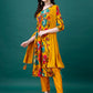 Alia Cut Hand Embroidered & Printed Pure Chinon Kurta With Pant & Dupatta, Multicolor - Hiral Fashion