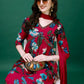 Alia Cut Hand Embroidered & Printed Pure Chinon Kurta With Pant & Dupatta, Multicolor - Hiral Fashion