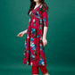 Alia Cut Hand Embroidered & Printed Pure Chinon Kurta With Pant & Dupatta, Multicolor - Hiral Fashion