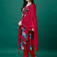 Alia Cut Hand Embroidered & Printed Pure Chinon Kurta With Pant & Dupatta, Multicolor - Hiral Fashion