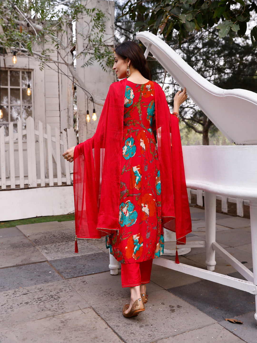 Alia Cut Hand Embroidered & Floral Printed Kurta With Pant & Dupatta Premium, Multicolor - Hiral Fashion