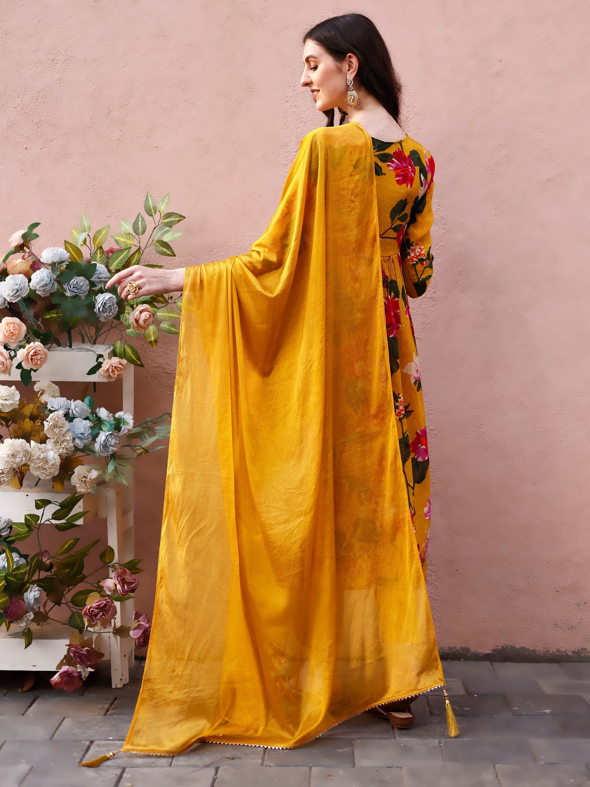 Alia Cut Hand Embroidered & Floral Printed Kurta With Pant & Dupatta Premium, Multicolor - Hiral Fashion