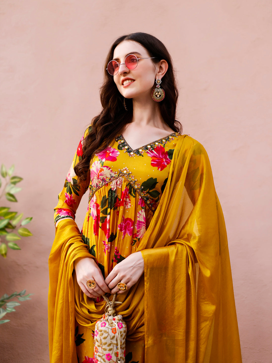 Alia Cut Hand Embroidered & Floral Printed Kurta With Pant & Dupatta Premium, Multicolor - Hiral Fashion