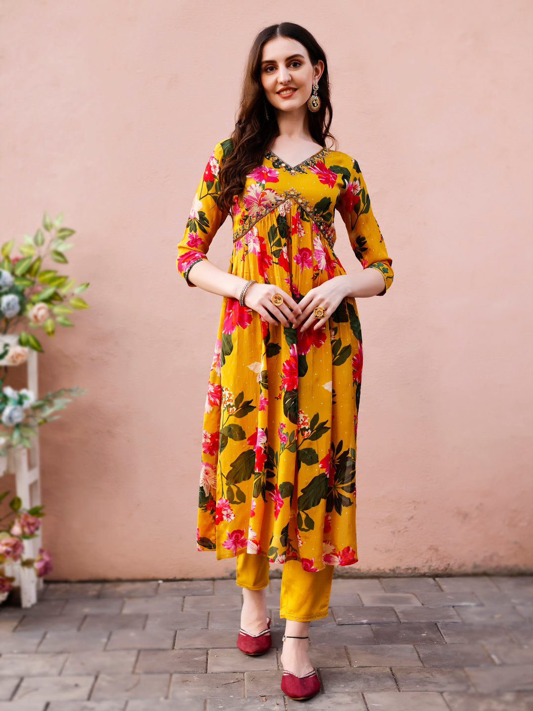 Alia Cut Hand Embroidered & Floral Printed Kurta With Pant & Dupatta Premium, Multicolor - Hiral Fashion