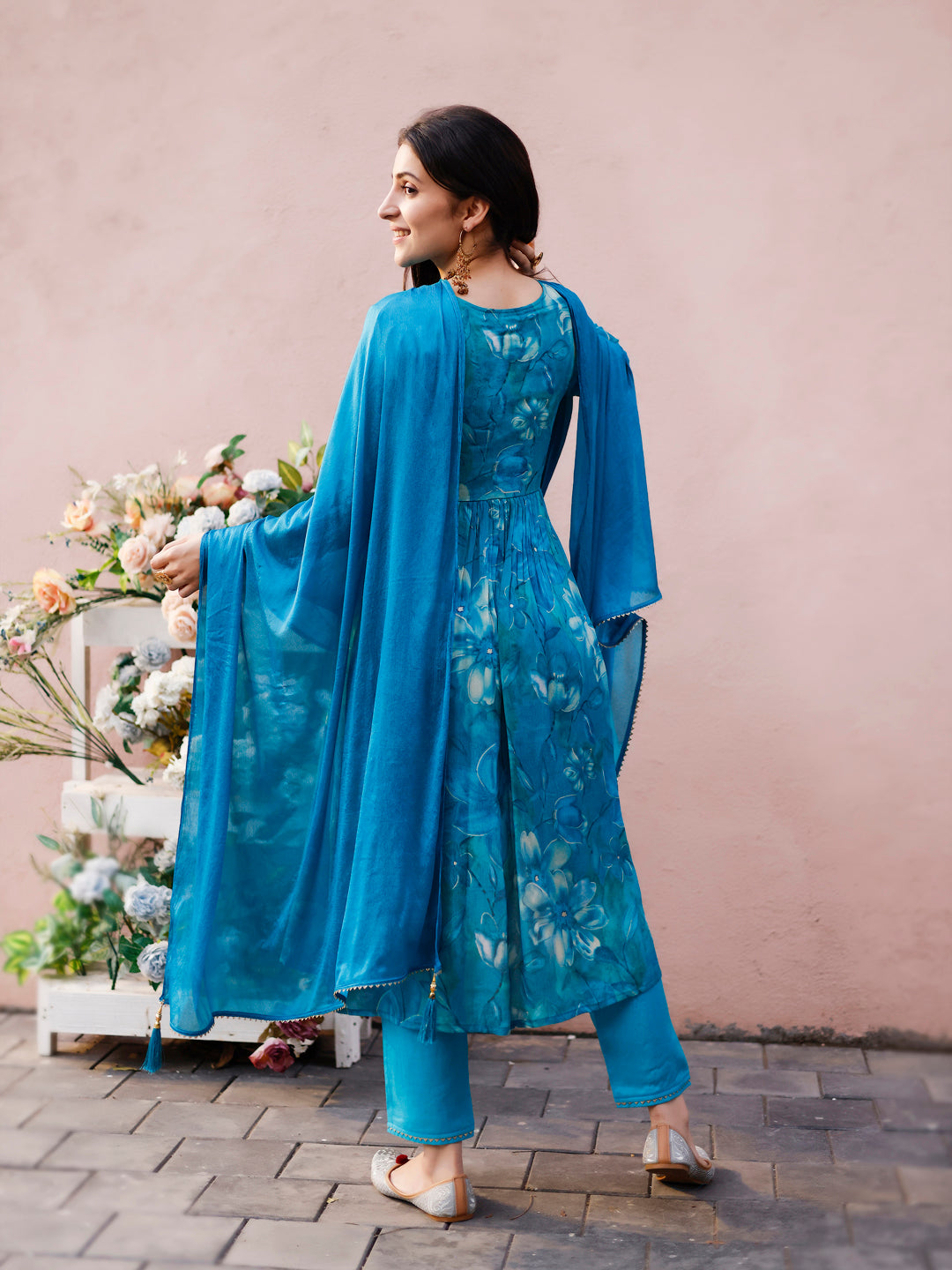 Alia Cut Hand Embroidered & Floral Printed Kurta With Pant & Dupatta Premium, Multicolor - Hiral Fashion