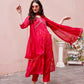 Alia Cut Hand Embroidered & Floral Printed Kurta With Pant & Dupatta Premium, Multicolor - Hiral Fashion