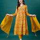 Alia Cut Hand Embroidered & Printed Pure Chinon Kurta With Pant & Dupatta, Multicolor - Hiral Fashion