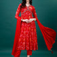 Alia Cut Hand Embroidered & Printed Pure Chinon Kurta With Pant & Dupatta, Multicolor - Hiral Fashion