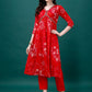 Alia Cut Hand Embroidered & Printed Pure Chinon Kurat With Pant & Dupatta, Multicolor - Hiral Fashion