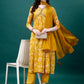 Alia Cut Hand Embroidered & Printed Pure Chinon Kurat With Pant & Dupatta, Multicolor - Hiral Fashion