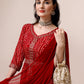 Bandhani Printed & Embroidered Front Slit Kurta,Pant,Dupatta & Belt Set, Multicolor - Hiral Fashion