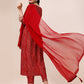 Bandhani Printed & Embroidered Front Slit Kurta,Pant,Dupatta & Belt Set, Multicolor - Hiral Fashion