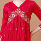 Alia Cut Embroidered Kurta With Pant & Organza Embroidered Dupatta Premium, Multicolor - Hiral Fashion