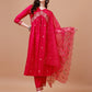 Alia Cut Embroidered Kurta With Pant & Organza Embroidered Dupatta Premium, Multicolor - Hiral Fashion