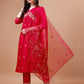 Alia Cut Embroidered Kurta With Pant & Organza Embroidered Dupatta Premium, Multicolor - Hiral Fashion