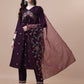Alia Cut Embroidered Kurta With Pant & Organza Embroidered Dupatta Premium, Multicolor - Hiral Fashion