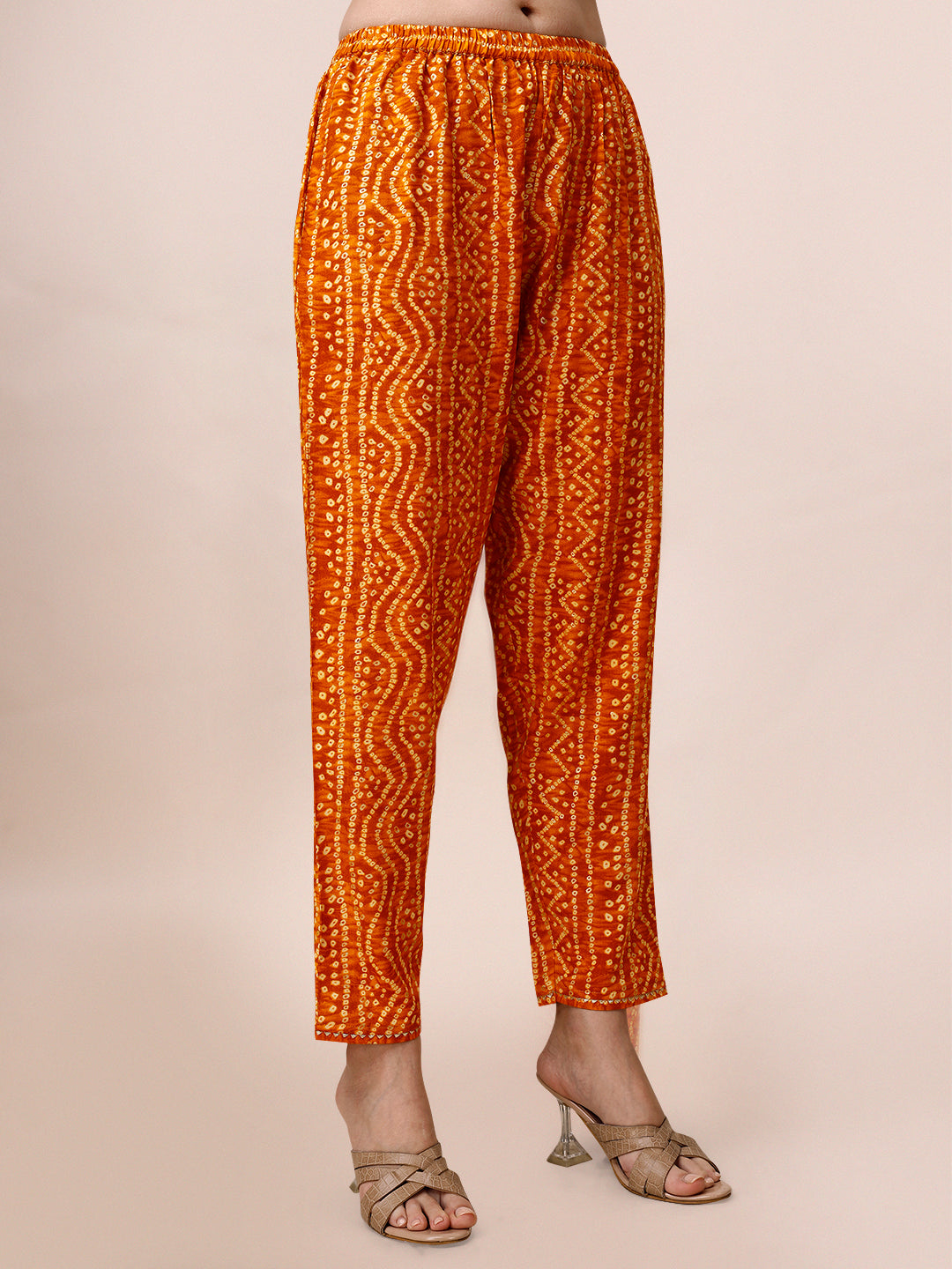 Bandhani Printed & Embroidered Kurta With Pant & Dupatta Set, Multicolor - Hiral Fashion