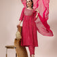Bandhani Printed & Embroidered Kurta With Pant & Dupatta Set, Multicolor - Hiral Fashion