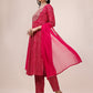 Bandhani Printed & Embroidered Kurta With Pant & Dupatta Set, Multicolor - Hiral Fashion