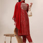 Bandhani Printed & Embroidered Kurta With Pant & Dupatta Set, Multicolor - Hiral Fashion