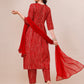 Bandhani Printed & Embroidered Kurta With Pant & Dupatta Set, Multicolor - Hiral Fashion
