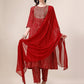 Bandhani Printed & Embroidered Kurta With Pant & Dupatta Set, Multicolor - Hiral Fashion