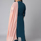 Janasya Women's Teal Poly Crepe A-Line Party Kurta Set | Swadesiicart